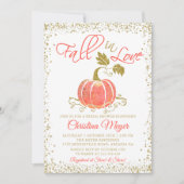 秋インラブ金ゴールドパンプキンブライダルシャワー招待 招待状 (正面)