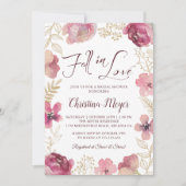 秋インラブ金ゴールドパープルフローラブライダルシャワー 招待状 (正面)