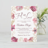 秋インラブ金ゴールドパープルフローラブライダルシャワー 招待状 (スタンド正面)