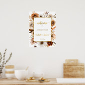 秋インラブ金ゴールドフローラブライダルシャワーウェルカムサイン ポスター (キッチン)