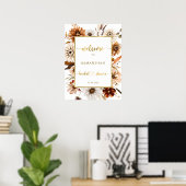 秋インラブ金ゴールドフローラブライダルシャワーウェルカムサイン ポスター (ホームオフィス)