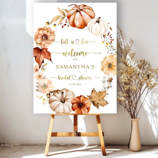 秋インラブ金ゴールドラストブライダルシャワーウェルカムサイン ポスター