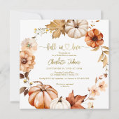 秋インラブ金ゴールドラストリースフローラブライダルシャワー 招待状 (正面)
