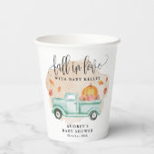 秋インラブ，パンプキンファームトラックパーソナライズされた 紙コップ (裏面)