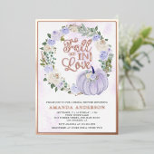 秋インラベンダーバラパンプキンブライダルシャワー 箔招待状 (立ち正面)