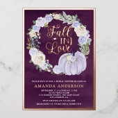 秋インラベンダーパンプキンプラムブライダルシャワー 箔招待状 (正面)