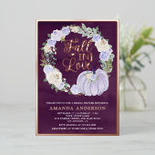 秋インラベンダーパンプキンプラムブライダルシャワー 箔招待状 (立ち正面)