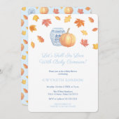 秋インラヴ名門私立校風のジンジャージャーブベイビーシャワーパーティー 招待状 (正面/裏面)