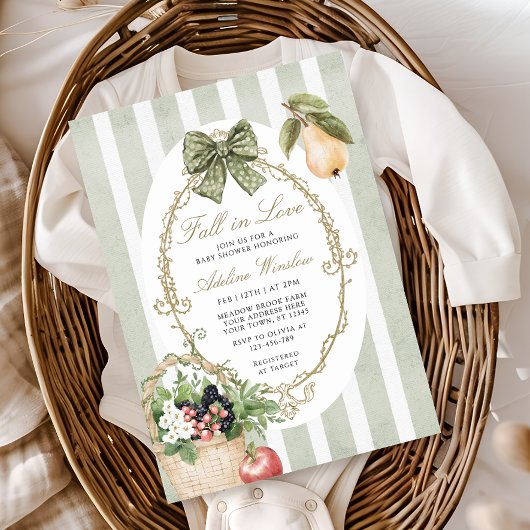 秋インヴィンテージセージお洒落ベイビーシャワー 招待状