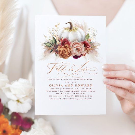 秋イン婚約パーティラストフラワーズパンプキン 招待状