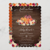 秋イン恋素朴- Pumpkin Autumn Baby Shower I 招待状 (正面/裏面)