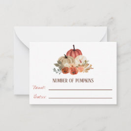 秋イン恋，かぼちゃのフローラ赤ちゃんシャワーゲーム ノートカード