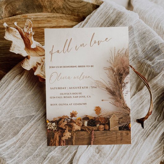 秋イン愛ブライダルシャワー-離れチャーム&素朴 招待状