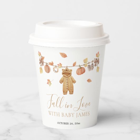 秋イン愛素朴ベビー物干し系ベビーシャワー 紙コップ (正面)