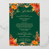 秋イン愛詳細オンバックフローラ結婚金ゴールド 箔招待状 (裏面)