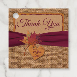 秋イン愛、紅葉、バーラップ結婚式の引き出物 フェイバータグ