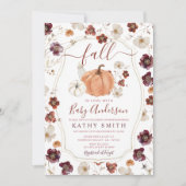 秋イン秋のワイルドフラワーカボチャ赤ちゃんシャワー 招待状 (正面)