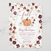 秋イン秋のワイルドフラワーカボチャ赤ちゃんシャワー 招待状 (正面/裏面)