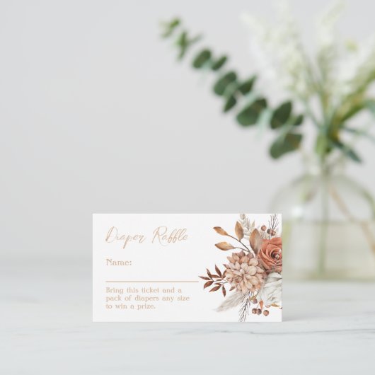 秋イン秋の赤ちゃんシャワーおむつラッフル エンクロージャーカード (スタンド正面)