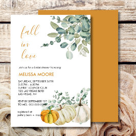秋イン秋カボチャ緑ブライダルシャワー 招待状