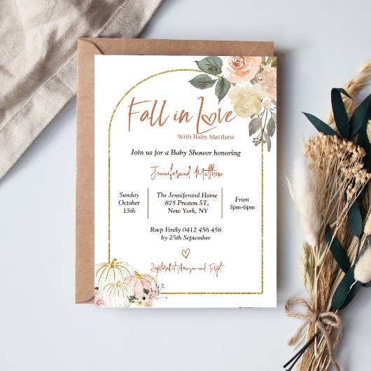 秋イン秋ハーベストカボチャ赤ちゃんシャワー 招待状