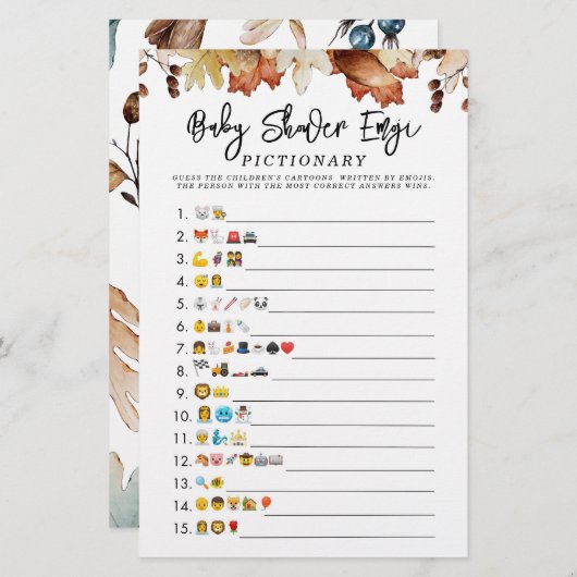 秋イン秋ベビーシャワー絵文字ゲーム (正面/裏面)