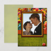 秋イン素朴ラブウェディングRSVPフォトポストカード インビテーションポストカード (正面/裏面)