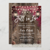 秋イン素朴ラブフラワー&ランタンブライダルシャワー 招待状 (正面/裏面)