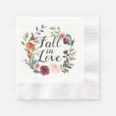 秋イン素朴ラブブルゴーニュフローラ結婚リース 縁ありカクテルナプキン (正面)