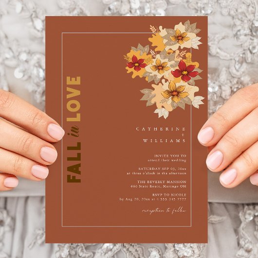 秋イン素朴ラブ秋フローラ結婚ズ 招待状