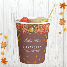 秋イン素朴ラブ秋ブライダルシャワー紙カップ 紙コップ