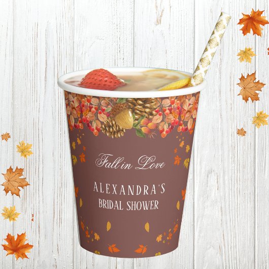 秋イン素朴ラブ秋ブライダルシャワー紙カップ 紙コップ
