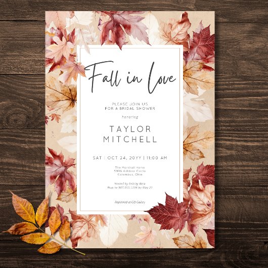 秋イン素朴ラブ秋リースタンブライダルシャワー 招待状