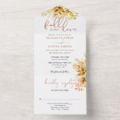 秋イン素朴ラブ結婚グリーン オールインワン招待状 (内側)