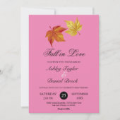 秋イン素朴ラブ赤面ピンクボホ秋結婚の 招待状 (正面)