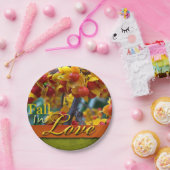 秋イン結婚ラブ秋フローラ写真デザイン ペーパープレート (パーティー)