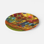 秋イン結婚ラブ秋フローラ写真デザイン ペーパープレート (アングル)