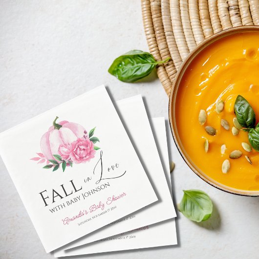 秋イン赤面ピンクパンプキンベビー素朴シャワー スタンダードランチョンナプキン