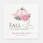 秋イン赤面ピンクパンプキンベビー素朴シャワー スタンダードランチョンナプキン (正面)