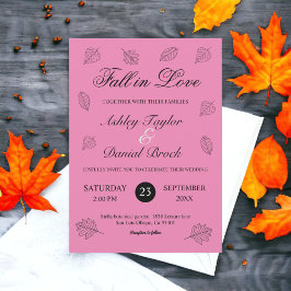 秋イン赤面ピンク葉ズ秋結婚の 招待状