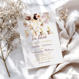 秋イン赤面牡丹&金ゴールドブルゴーニュ結婚ーズ 招待状