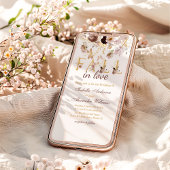 秋イン赤面牡丹&金ゴールドブルゴーニュ結婚ーズ 招待状