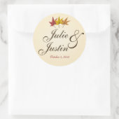 秋イン・ラブブライダルシャワー結婚のステッカーラベル ラウンドシール (バッグ)