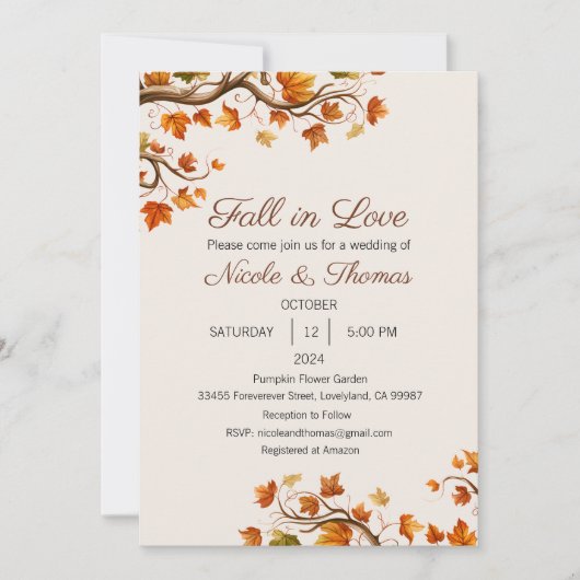 秋イン・ラブ招待状、イン・ラブ結婚ズ 招待状 (正面)