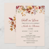 秋イン・ラブ招待状、ブライダルシャワー結婚、 招待状 (正面/裏面)