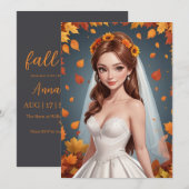 秋イン・ラブ秋ブライダルシャワー招待状 招待状 (正面/裏面)