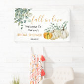 秋インloveホワイトカボチャ緑ブライダルシャワー 横断幕 (インサイチュ)