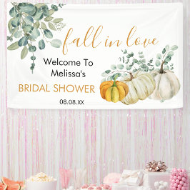 秋インloveホワイトカボチャ緑ブライダルシャワー 横断幕