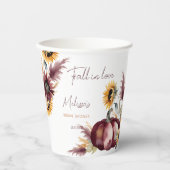 秋インlove boho pumpkinひまわりブライダルシャワー 紙コップ (正面)