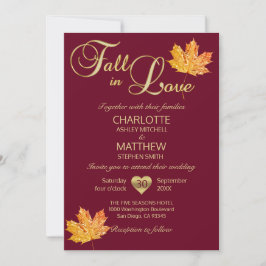 秋インLOVE Burgundy Marsala Maroon Maple 結婚's 招待状